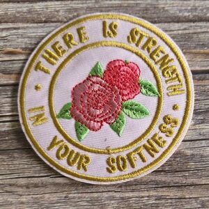 There is Strength in Your Softness 90s Y2k Feminist Rose Gold Pink Patch